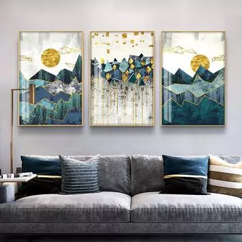 Пейзаж, холст, живопись на стене, печать на холсте, настенное искусство, абстрактные картины с восходом солнца в горах для гостиной, домашний декор 20x30cm