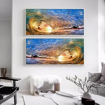 Пейзаж, картина маслом, цветной серфинг, художественный постер, подарок, холст, картина для гостиной, коридора, украшение дома, фреска без рамки 20*40cm No Frame