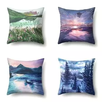Пейзаж, картина маслом, наволочка с принтом, украшение для дома, спальни, комнаты, офиса, гостиной, дивана, наволочка 45x45 см 40x40cm
