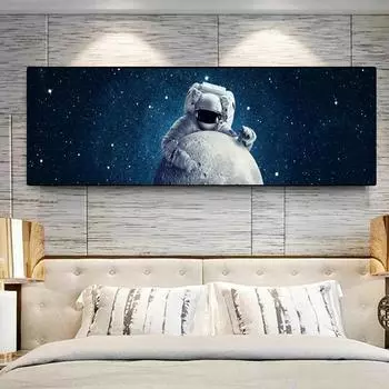 Пейзаж Космос Космос Астронавт Планета Холст Картина Плакаты и принты Настенные художественные фотографии Детская комната Домашний декор Без рамки 20*40cm
