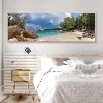 Пейзаж Красивый Тропический Пляж Панорама Холст Картина Плакаты с Природой и Принты Настенная Картина Комната Домашний Декор Без Рамки 20cm40cm NoFrame