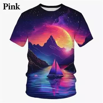 Пейзаж крутая футболка с 3D принтом для мужчин и женщин модный индивидуальный пуловер повседневная популярная уличная одежда свободные топы футболки XXXL