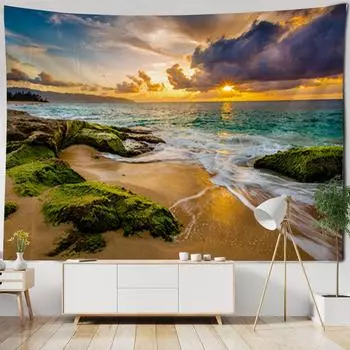 Пейзаж Лесной пейзаж Настенный гобелен Художественное украшение Одеяло Штора висит дома Спальня Гостиная гобелен 100X75CM