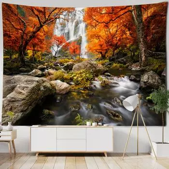Пейзаж Лесной Пейзаж Настенный Гобелен Художественное Украшение Гобелен Висит дома Спальня Гостиная 100x75cm