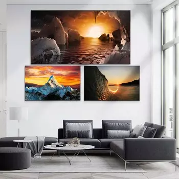 Пейзаж маслом айсберг эстетика восход солнца искусство холст картина гостиная коридор офис украшение дома фреска без рамки 20*40cm
