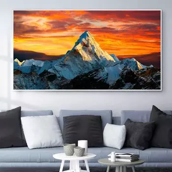 Пейзаж маслом айсберг эстетика восход солнца искусство холст картина гостиная коридор офис украшение дома фреска без рамки 20*40cm No Frame