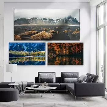 Пейзаж маслом айсберг золотая осень сказка холст картина офис гостиная коридор украшение дома фреска без рамки 20*40cm