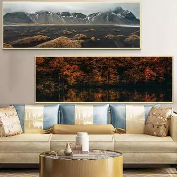 Пейзаж маслом айсберг золотая осень сказка холст картина офис гостиная коридор украшение дома фреска без рамки 20*40cm No Frame