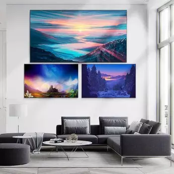 Пейзаж маслом цвет звезда впечатление искусство холст картина гостиная коридор офис украшение дома фреска без рамки 20*40cm