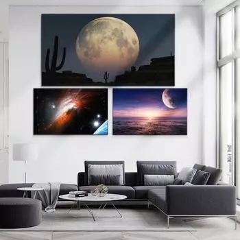 Пейзаж маслом космическая фотография художественная живопись холст картина гостиная коридор бар украшение дома фреска без рамки 20*40cm