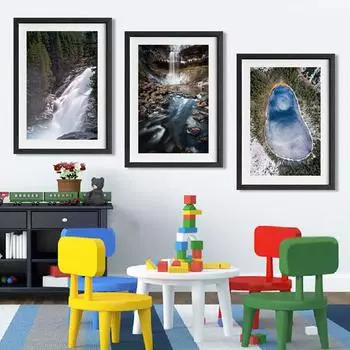 Пейзаж маслом лес водопад искусство холст картина гостиная коридор офис украшение дома фреска без рамки 21*30cm No Frame