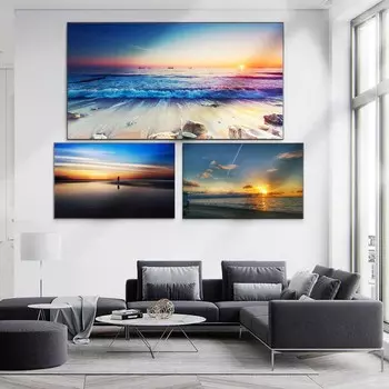 Пейзаж маслом море парусный закат искусство холст картина гостиная коридор офис украшение дома фреска без рамки 20*40cm