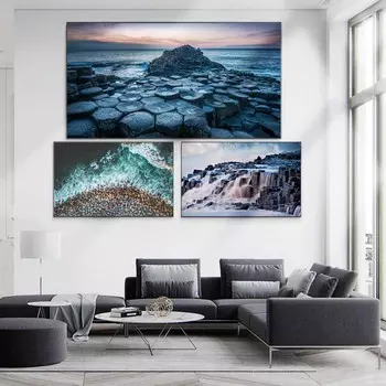Пейзаж маслом приморский спрей камень искусство холст картина гостиная коридор офис украшение дома фреска без рамки 20*40cm
