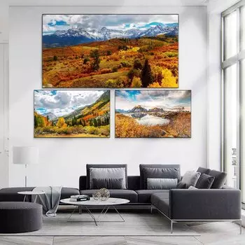 Пейзаж маслом снежные горы плато цвет лес искусство холст картина гостиная коридор офис украшения дома фреска без рамки 20*40cm