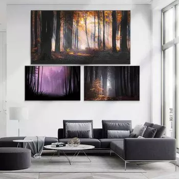 Пейзаж маслом темный лес дерево настенная живопись искусство холст картина гостиная коридор офис украшение дома фреска без рамки 20*40cm