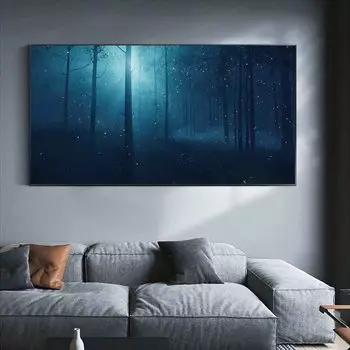 Пейзаж маслом туманный таинственный лес искусство холст картина гостиная коридор офис украшение дома фреска без рамки 20*40cm No Frame