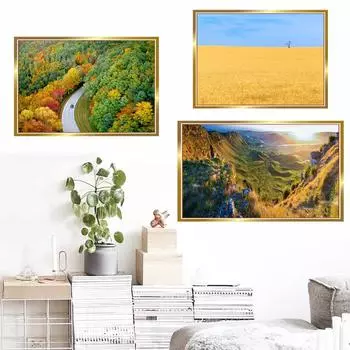 Пейзаж маслом золотое пшеничное поле искусство холст картина гостиная коридор офис украшение дома фреска без рамки 20*40cm