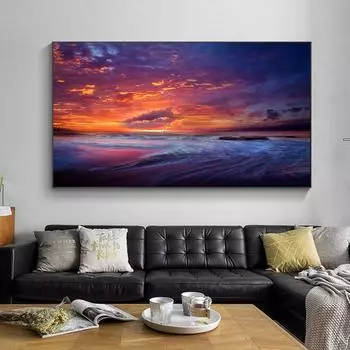 Пейзаж на холсте, настенная живопись, картины с закатом, пляжные постеры, морской постер, настенная картина для декора гостиной, домашнего декора Quadro 20cm40cm NoFrame