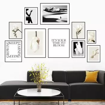 Пейзаж Настенная картина Черно-белый пейзаж Холст Картина Современные красивые цветы Художественный принт Плакат Декор для спальни HD3063 21x30cm no frame