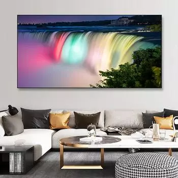 Пейзаж Ниагарский водопад ночью Холст Картина Водопад Плакаты и принты Настенные художественные фотографии Гостиная Домашний декор без рамки 20*40cm