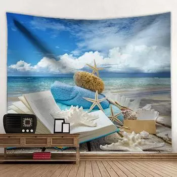 Пейзаж Пальма Пляжный закат Гобелен Настенный Гобелен с принтом в стиле бохо Ткань Большой гобелен Эстетический интерьер Декор общежития 95x73cm