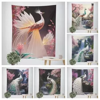Пейзаж Павлин декоративный гобелен домашний декор стены офис гостиная гобелен 100x75cm