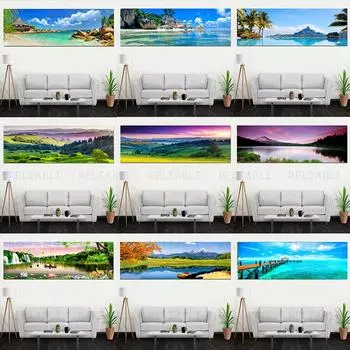 Пейзаж, пляж, озеро, горы, холст, живопись, скандинавские плакаты с природой и принты, настенные художественные фотографии для гостиной, домашний декор, без рамки, без рамки 20*40cm