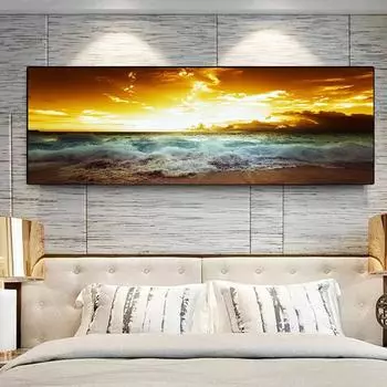 Пейзаж, пляж, закат, холст, картина, природа, океан, облака, постеры и принты, настенные художественные фотографии, домашний декор для гостиной, без рамки 20cm40cm NoFrame