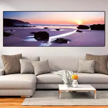 Пейзаж побережье море восход закат камни холст картины постеры и принты настенные художественные фотографии гостиная домашний декор без рамки 20*40cm