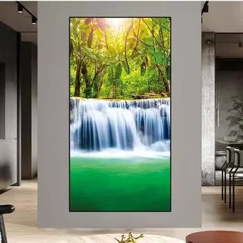 Пейзаж природный водопад холст картина зеленое дерево озеро лист плакаты и принты настенная картина гостиная домашний декор без рамки 20cm40cm NoFrame