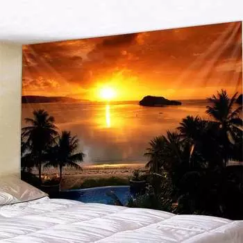 Пейзаж Птицы Сумерки Гобелен Украшение дома Спальня Гостиная Университетская комната Пикник Путешествия Гобелен 100x75cm