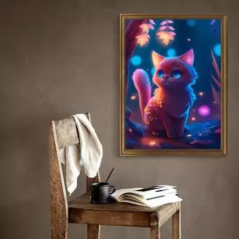Пейзаж с бриллиантами, милый кот, принт, дизайн, улучшение координации, снятие стресса, мозаика, алмазная вышивка, украшение для дома, сделай сам, подарок E