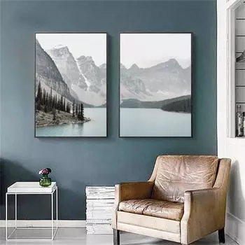 Пейзаж с горным озером, холст, картина для гостиной, настенная художественная картина, декор для плаката 13x18cm A