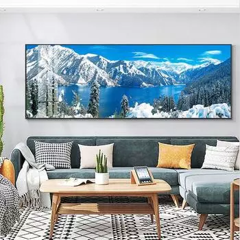 Пейзаж с рекой, современная картина на холсте, постеры и принты, настенные художественные фотографии для спальни, гостиной, домашний декор, без рамки 20*40cm