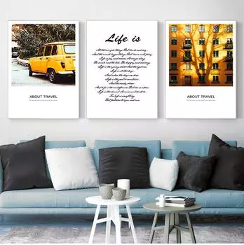 Пейзаж, скандинавский постер, скандинавский пустынный автобус, велосипед, синяя дверь, настенное искусство, печать на холсте, картина, современный декор для гостиной, без рамки 21*30cm