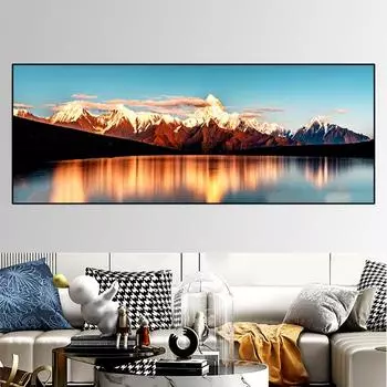 Пейзаж Снежная Гора Озеро Холст Картина Природа Плакаты и принты Настенные Художественные Фотографии Спальня Гостиная Домашний Декор Без Рамки 20*40cm