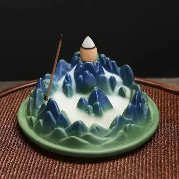 Пейзаж Зеленый Керамический Ручной Работы Противоток Курильница Благовония Палочка Держатель Чай Домашнее Животное Дзен Медитация Релаксация Домашний Декор