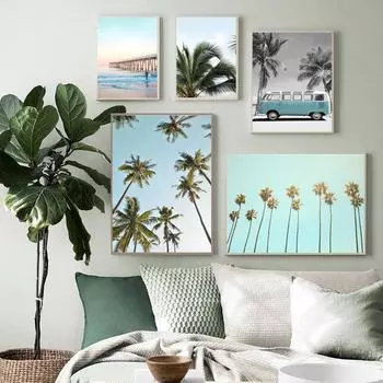 Пейзажи с пальмовым побережьем, холст, картины, декор для комнаты, настенные художественные постеры и принты, скандинавские настенные постеры для гостиной, фотографии Cuadros 21X30cm No Frame