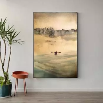 Пейзажная абстрактная живопись маслом, гравюра, гребля с видом на море, акварельная живопись современного искусства 21cm30cm NoFrame