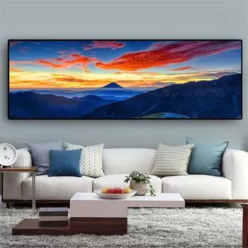 Пейзажная живопись, настенные художественные постеры и принты, горы, джунгли и пляж, закат, золотой для гостиной, украшения дома, холст 20cm40cm NoFrame