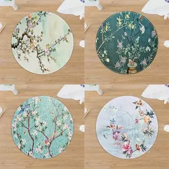 Пейзажная живопись в китайском стиле, круглый коврик для гостиной, большое украшение, ковер для спальни, ванной комнаты, украшение дома 40
