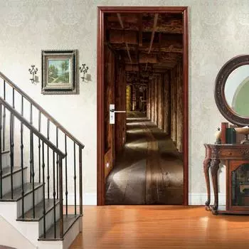 Пейзажные дверные наклейки 3D съемные Vinilos Para Puertas клейкие обои художественные фрески для дверей библиотека современный домашний декор ZMT-401