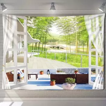 Пейзажный гобелен настенный в богемном стиле хиппи психоделическое искусство каваи эстетика комната домашний декор 95x70 CM