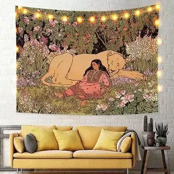 Пейзажный гобелен с цветком вишни, настенная живопись, настенное украшение, ткань, лесное украшение, японский гобелен 100x75cm