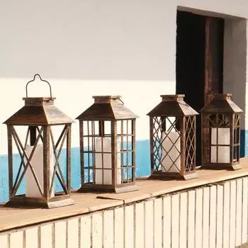 Пейзажный светодиодный светильник в стиле ретро Немерцающий дизайн с подвесной петлей Потрясающий визуальный эффект Легко повесить Пламенный светодиодный светильник Опора Подвесной фонарь для патио Декор 4