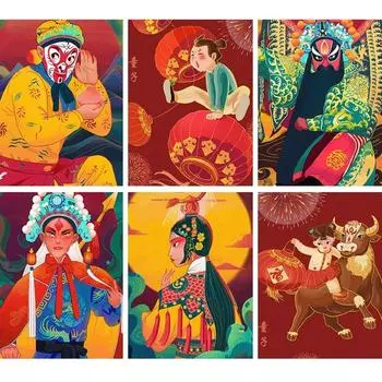 Пекинская опера Алмазная картина Полный круглый 5D Diy Алмазная вышивка Крестом Главная Декоративные настенные панно с героями мультфильмов Full Round 20x30CM