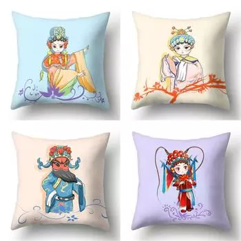 Пекинская опера Shengdan Jingend уродливая наволочка с персонажем для дома, мягкая декоративная наволочка 40x40cm