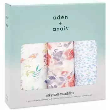пеленка марлевая детская [подлинный японский продукт aden + anais набор из 3 пеленок акварельный сад шелковистый мягкий] 120 x 120 см aiden и anais пеленка детская новая