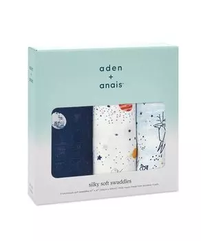 Пеленки детские из марли японского производства Aden Anais, набор из 3 пеленок Stargaze Silky 120 x 120 см Aiden and Anais, пеленки детские для новорожденных 9227J [натуральные + мягкие]