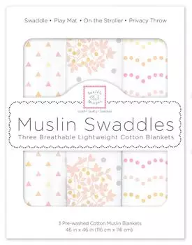 Пеленки Swaddle Designs из муслина, хлопка, небесно-цветочного розового цвета, комплект из 3 предметов, марля, для чувствительной кожи, японский SDM-181P [подлинный продукт]